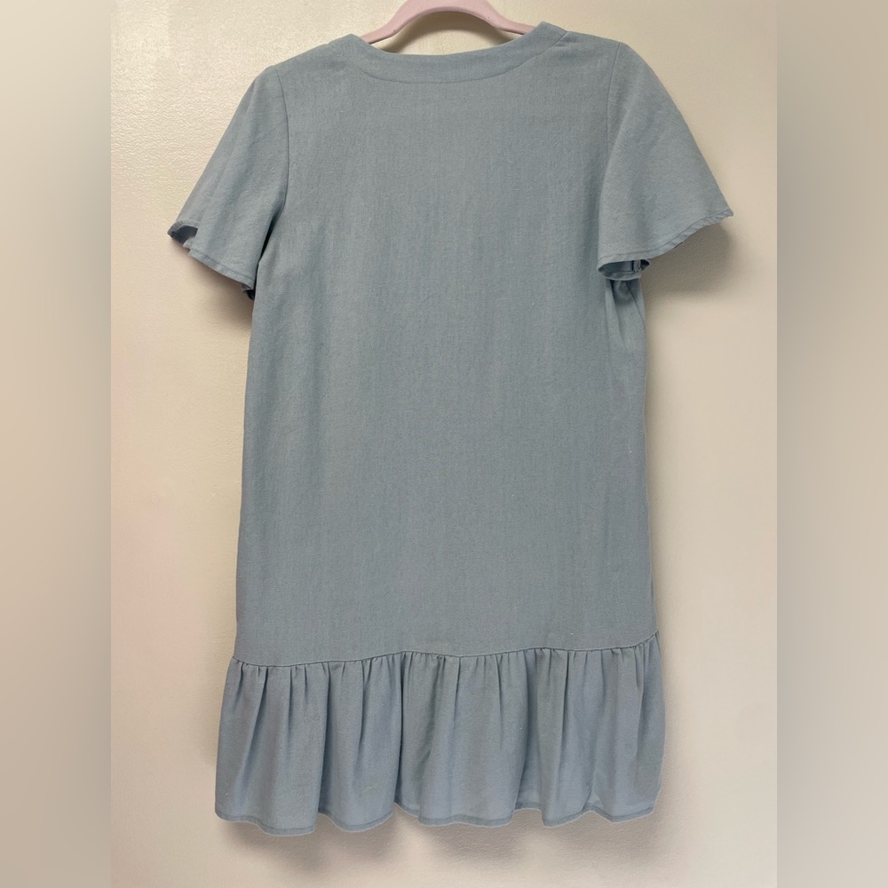 Adorable Blue Linen Dress - Picture 2 of 4